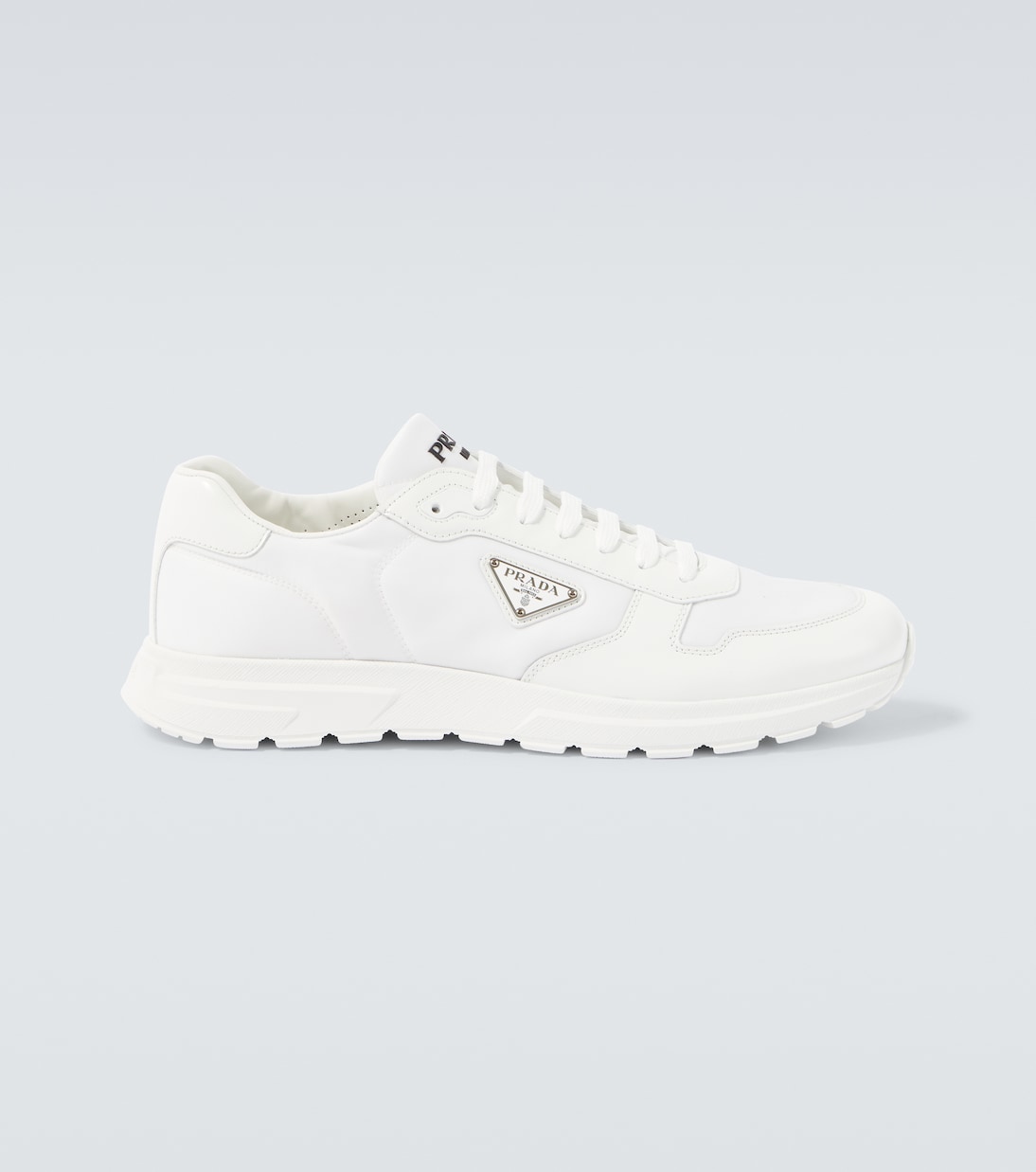 

Кроссовки с кожаными вставками Logo Prada, белый