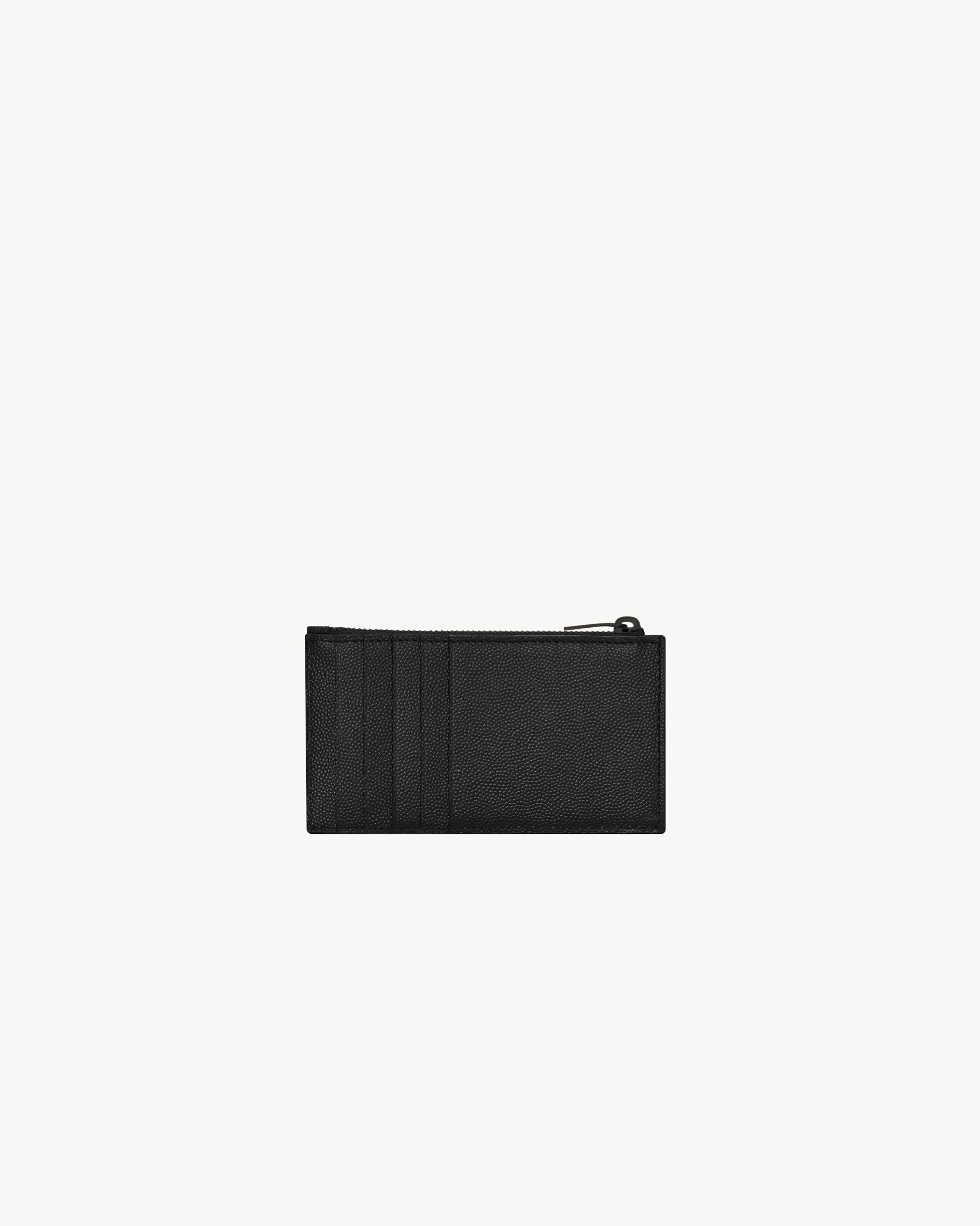 Картхолдер Cassandre Matelasse из зернистой кожи Grain de Poudre Saint Laurent, черный — фото 2