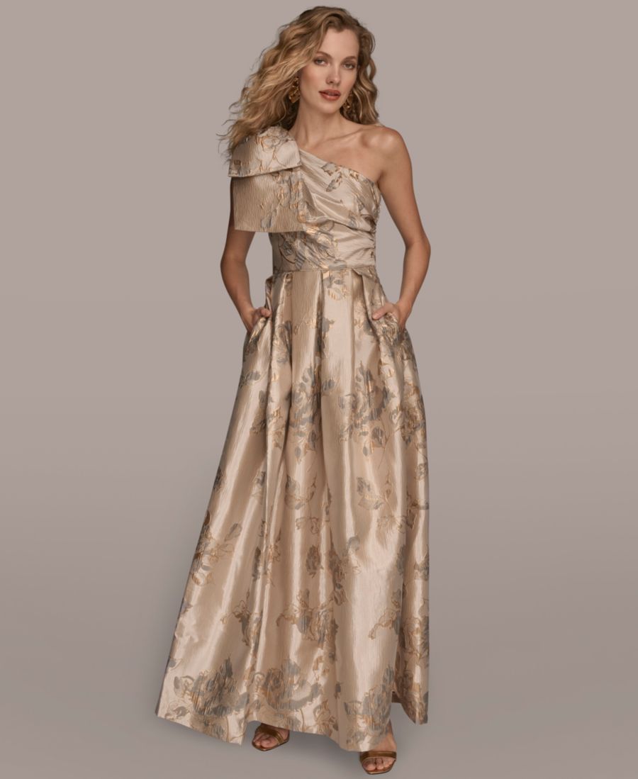 

Женское бальное платье на одно плечо с бантом Donna Karan New York, Champagne