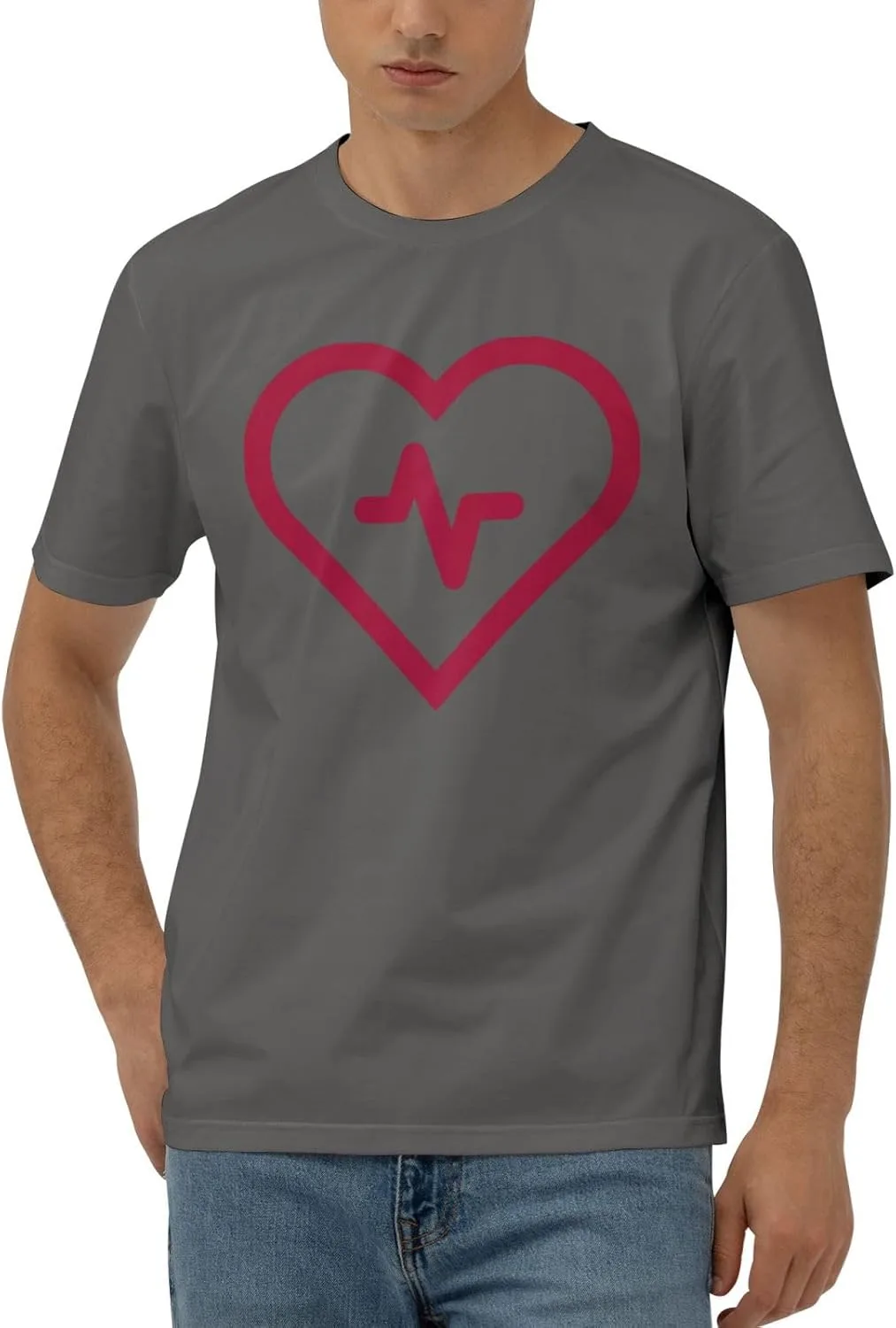 

Футболка Heartbeats мужская с коротким рукавом, Cotton, Quick-Drying, черная JYEXSEIZ