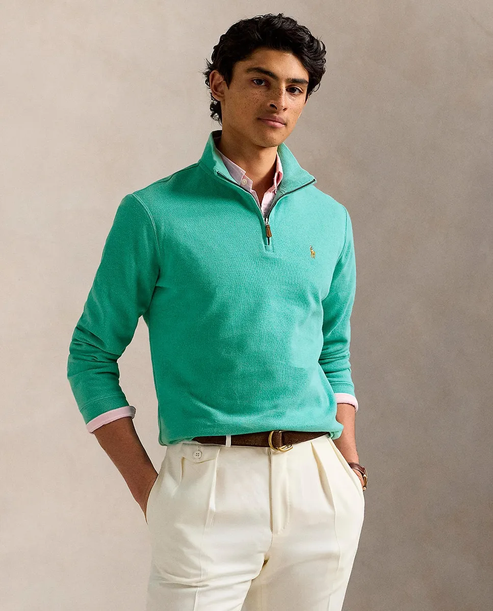 

Мужской короткий хлопковый свитер на молнии Polo Ralph Lauren, цвет Laguna Azul