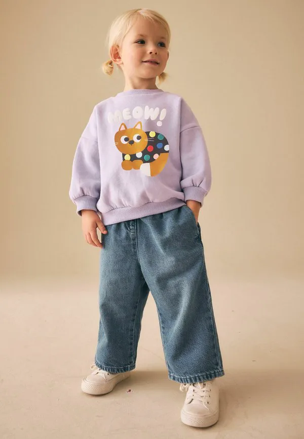 Толстовка с круглым вырезом стандартного кроя Next, Lilac Purple Spot Cat — фото 2