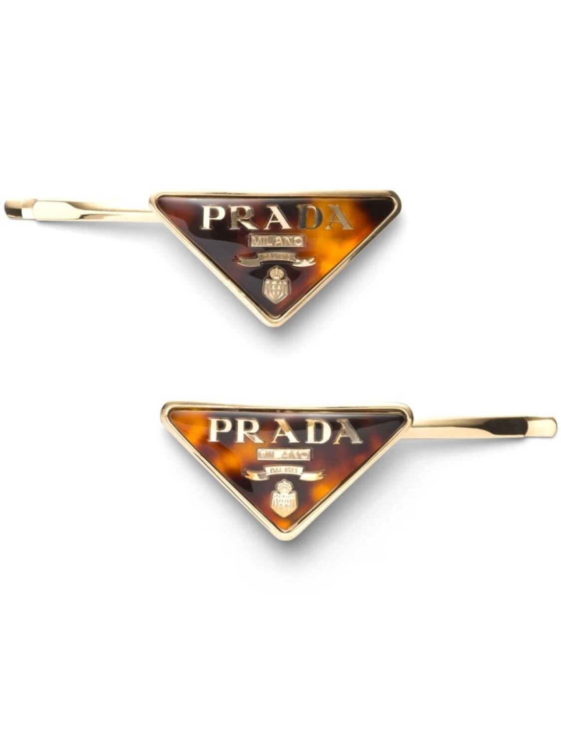 

Prada набор заколок для волос с логотипом, золотистый