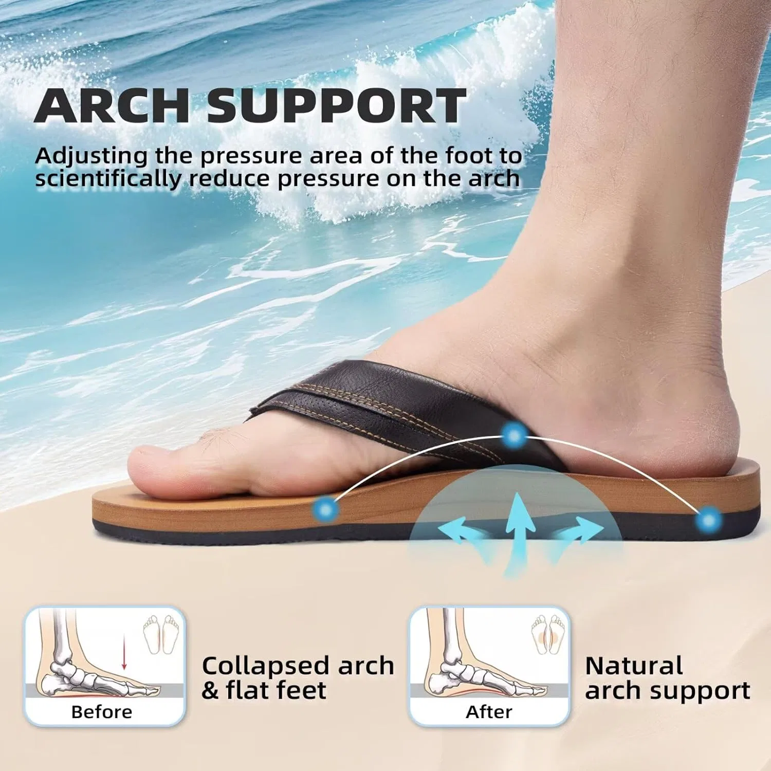 Сандалии ортопедические с поддержкой стопы OrthoComfoot, хаки-коричневый — фото 3