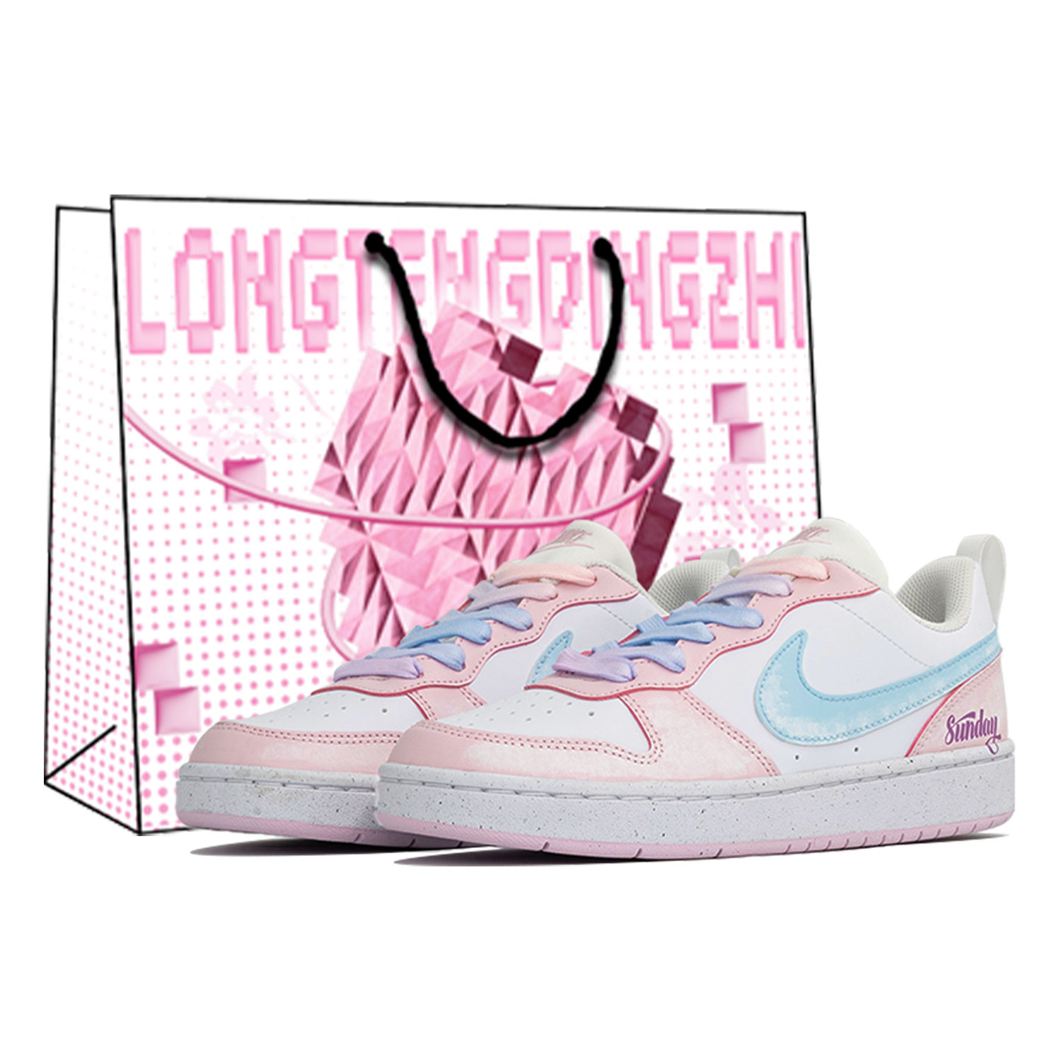 Nike Детские кроссовки для скейтбординга Court Borough Pink Sunday с защитой от ударов и истираний, низкие, для подростков — фото 2