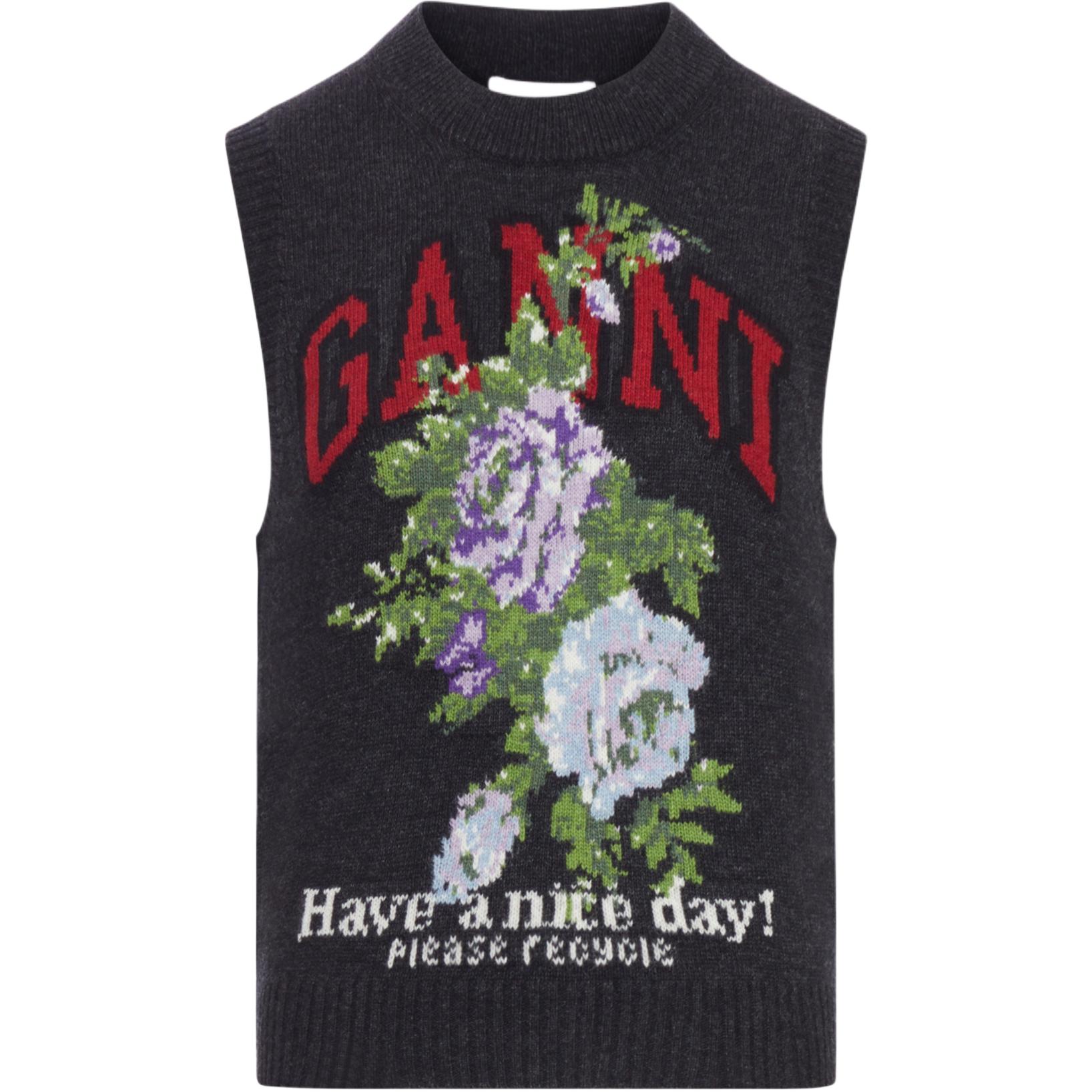 

Джемпер без рукавов с принтом логотипа GANNI, черный