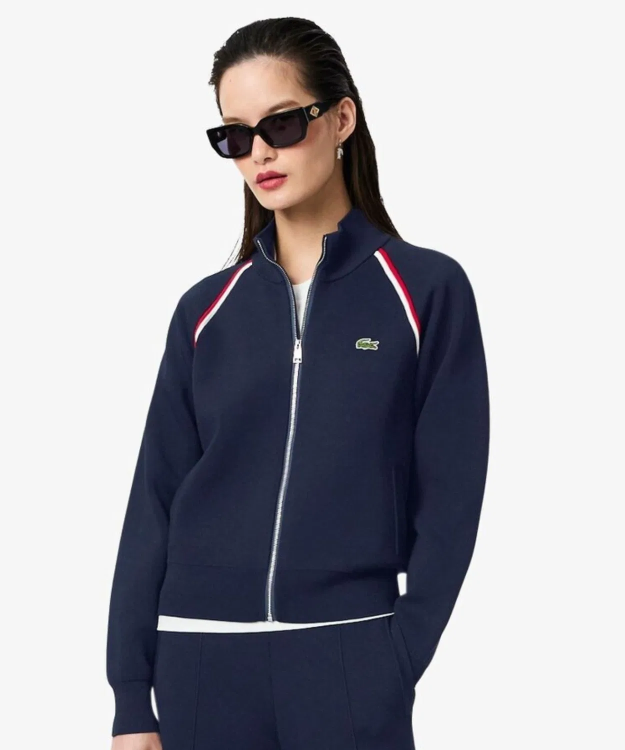 Толстовка Lacoste темно-синяя, вискозный трикотаж, логотип-крокодил