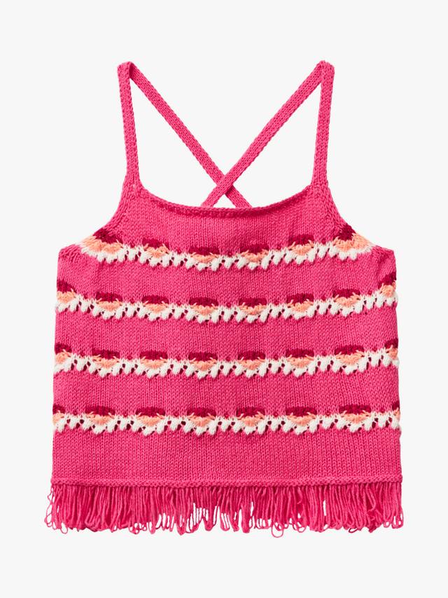 

Детский топ без рукавов из хлопковой смеси с кружевом Benetton, Pink