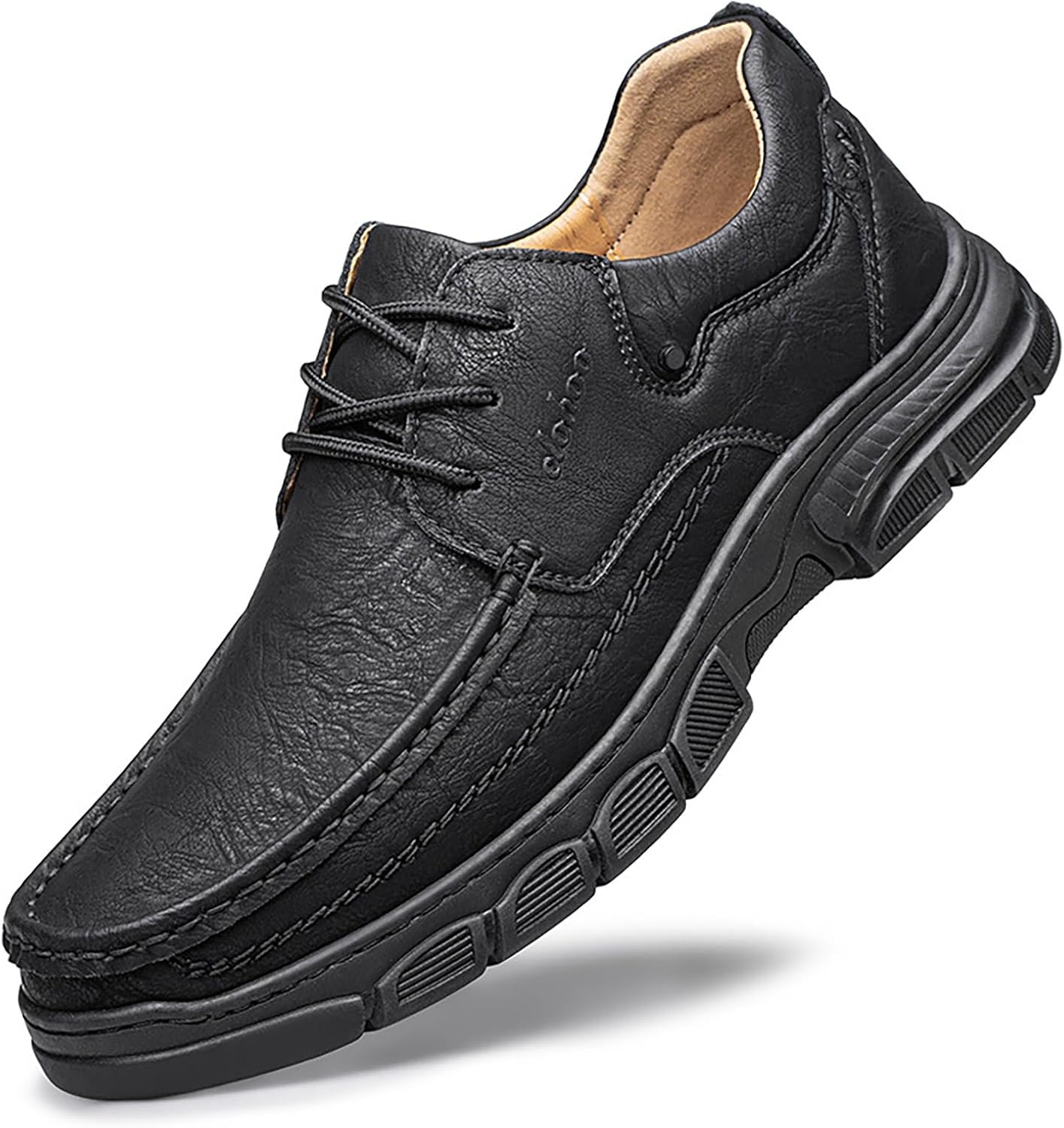 

Мужские повседневные кожаные кроссовки на платформе TWODNAWK, низкие с шнуровкой, удобные, легкие, с круглым носком, противоскользящие, с амортизирующей подошвой для работы и прогулок на улице, черный