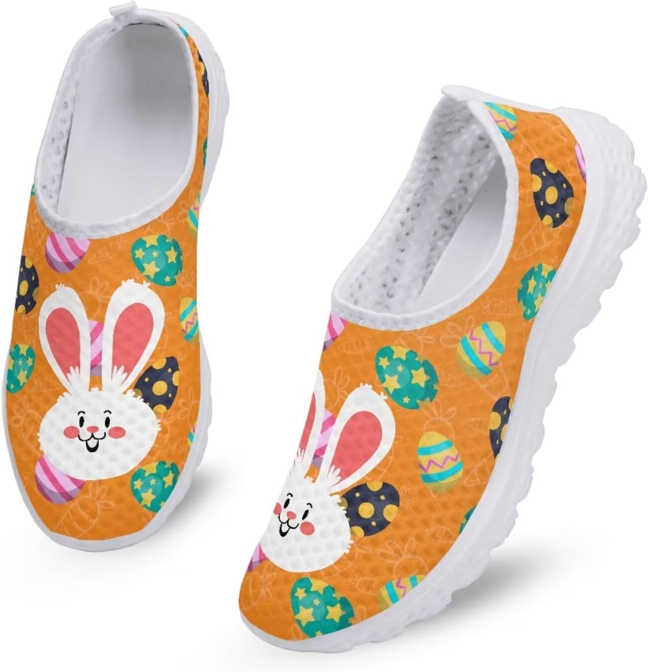 

Кроссовки Binienty для взрослых, слипоны Clipper для женщин и мужчин, удобная повседневная обувь для ходьбы и бега, Bunny Eggs-1