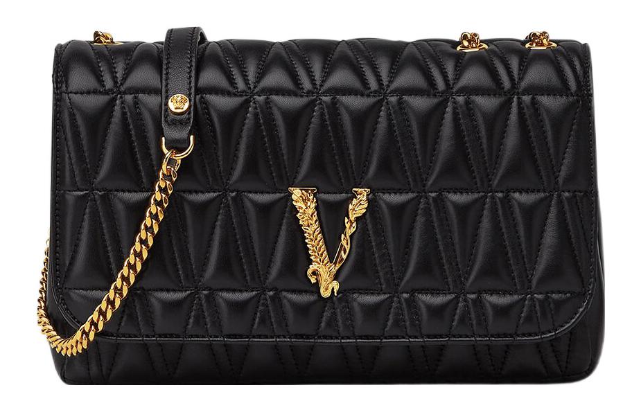 

Virtus Lambskin Handbag, женская черная сумка через плечо VERSACE, Set (Bag+Dust Bag)