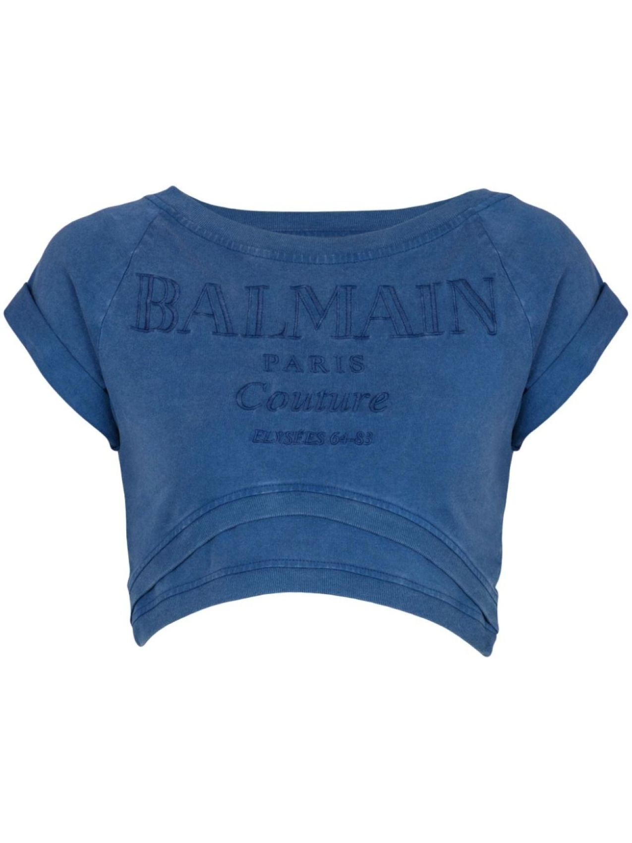 

Balmain укороченная футболка с вышивкой, синий