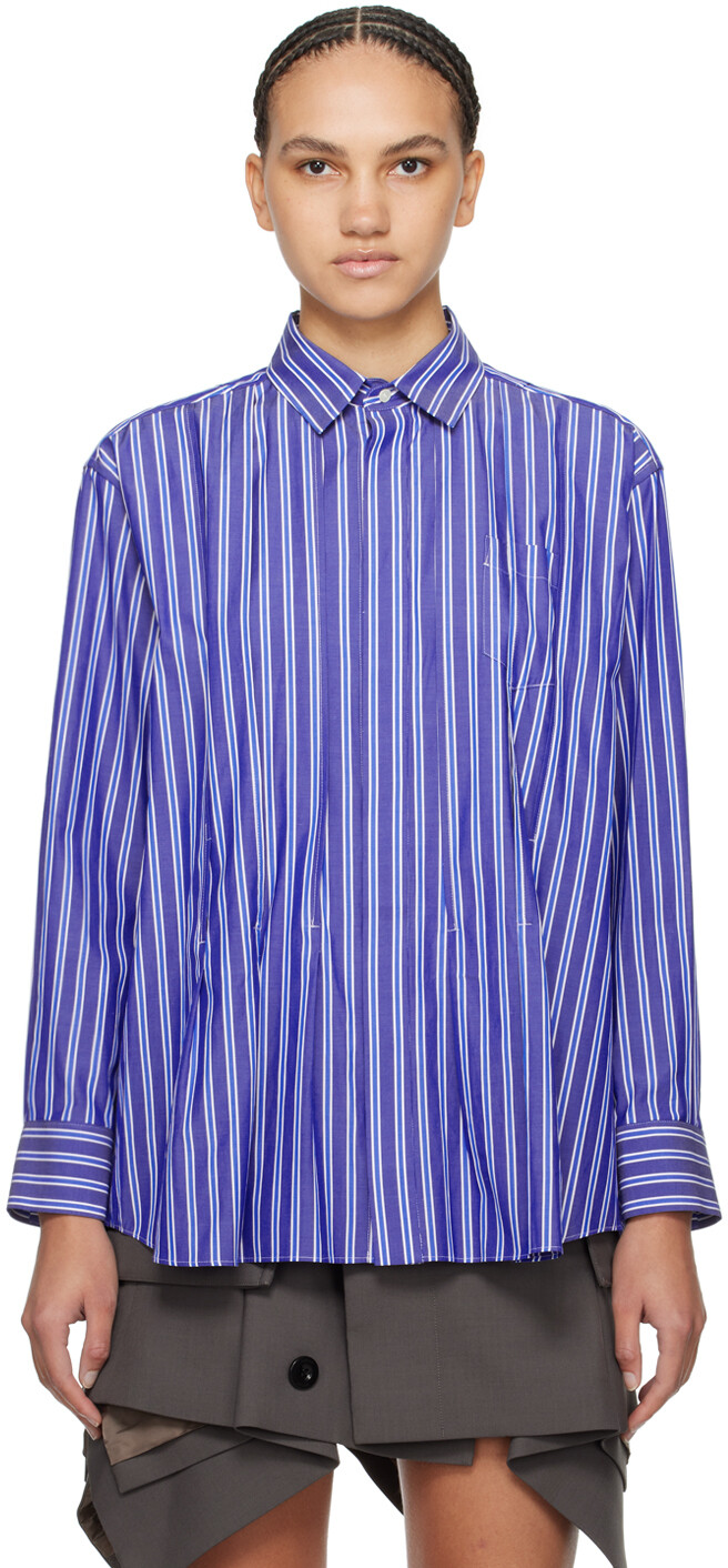 

Синяя рубашка со складками Sacai