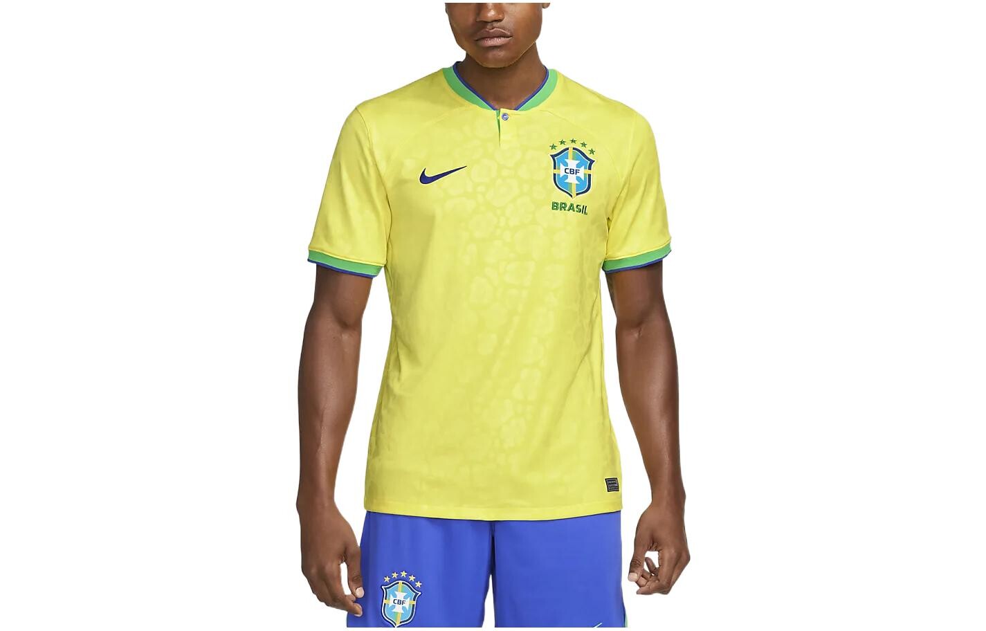 

Домашняя майка Nike Brazil 2022/23 Stadium Dynamic Yellow/Green Spark/Paramount Blue/Paramount Blue, цвет No. 10 jersey