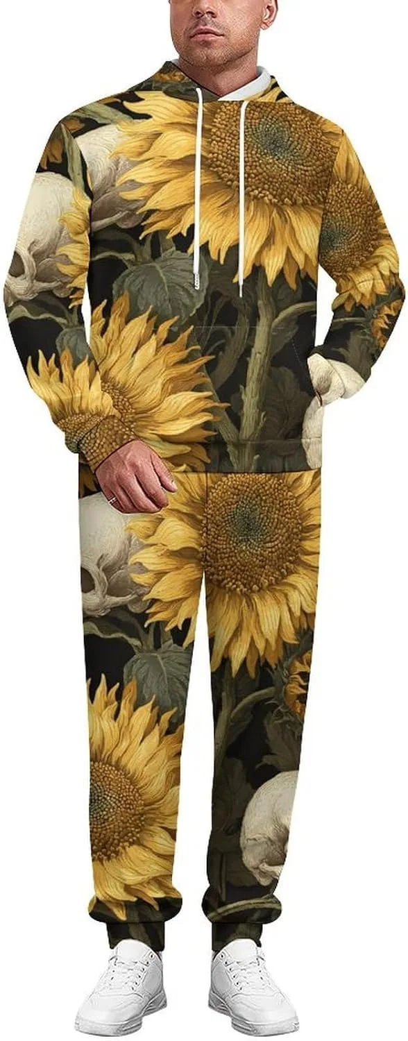 Женский спортивный костюм с принтом Sunflowers with Skulls, 2 предмета, Style