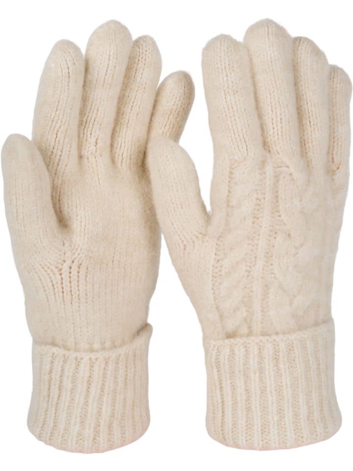 

StyleBREAKER Вязаные перчатки с узором «косичка» бежевого цвета