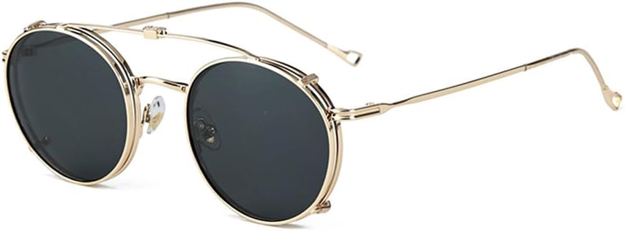 

Круглые поляризованные солнцезащитные очки для мужчин, складные, с зажимом, защита от УФ-излучения UV400, очки для женщин в металлической оправе, мужские очки для вождения VFDHN, Gold With Black