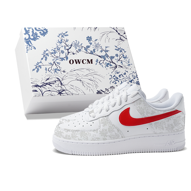 

Nike Кроссовки Air Force 1 Low Top для скейтбординга, мужские, белые, красные