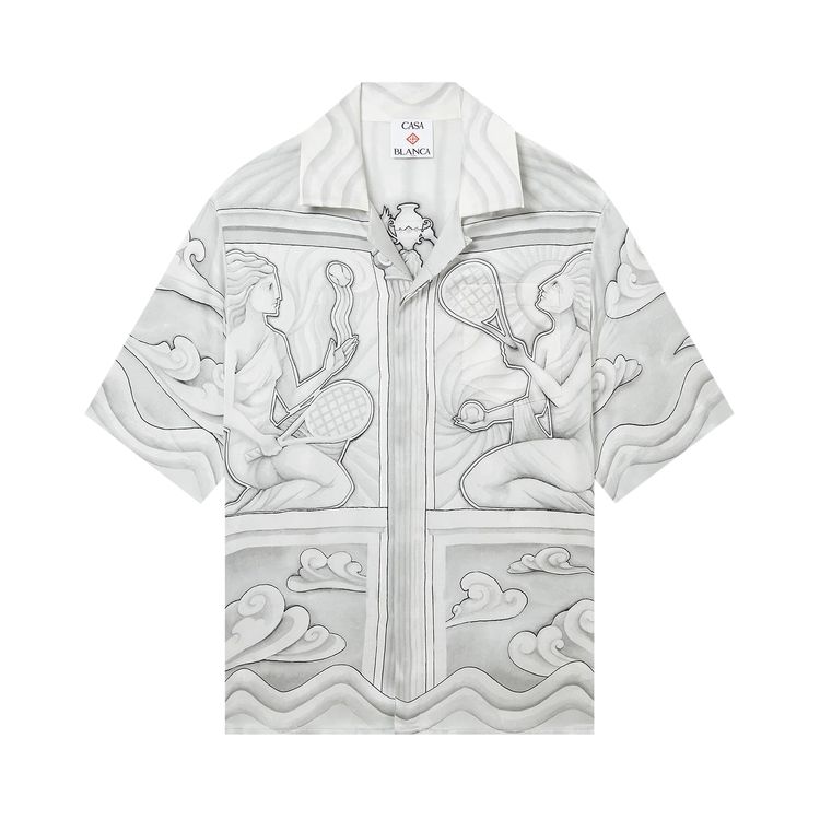 

Рубашка Casablanca Short-Sleeve Cuban Collar Shirt Sacred Stone, серый