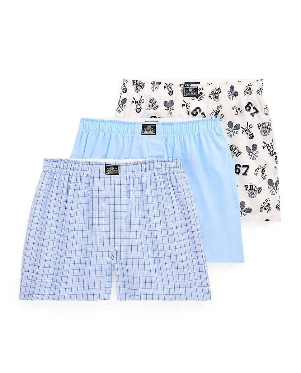 

Упаковка из трех мужских хлопковых трусов-боксеров разных цветов Polo Ralph Lauren, синий