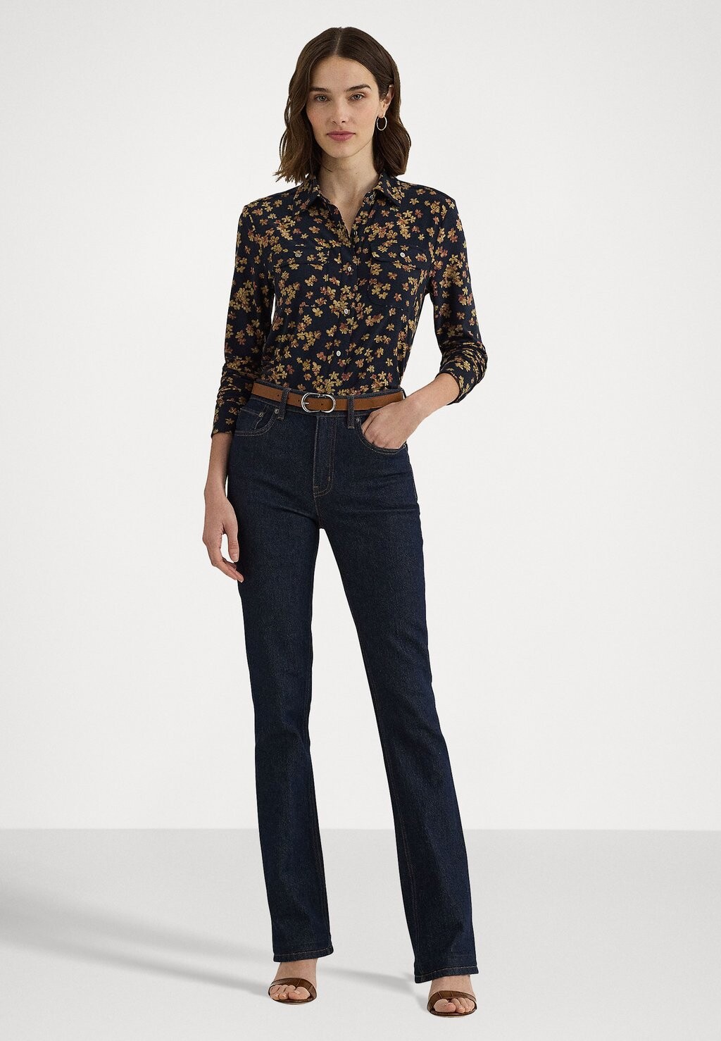 

Рубашка-блузка SLIM FIT FLORAL STRETCH JERSEY SHIRT Ralph Lauren, синий
