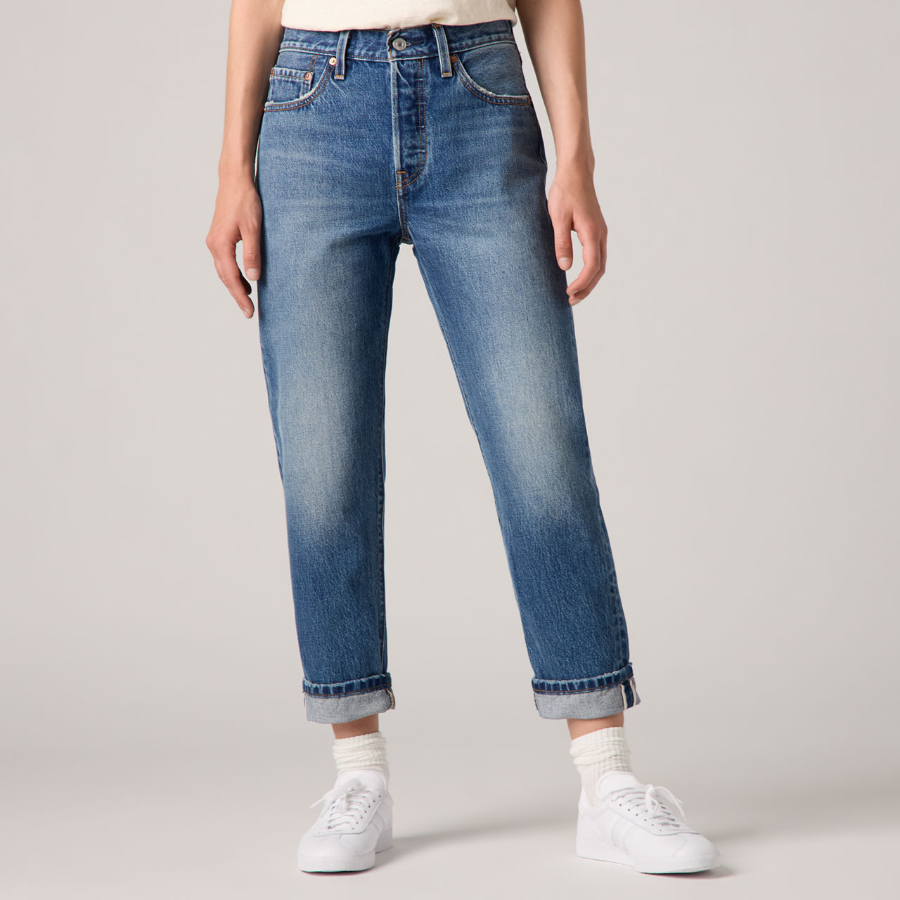 Женские укороченные джинсы 501 Original Selvedge Levi's, After Four - Medium Wash — фото 2