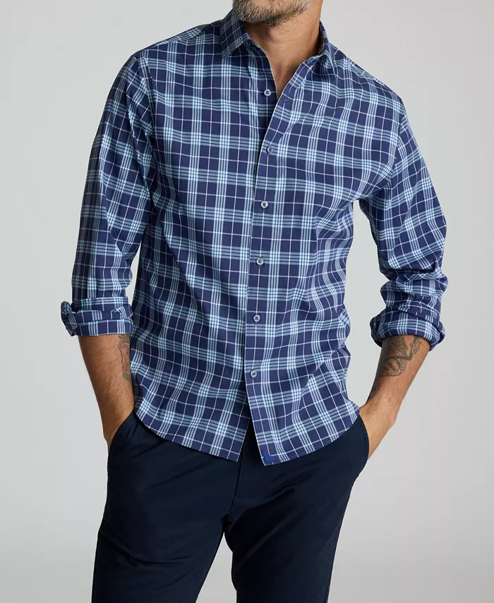 

Мужская приталенная рубашка Lancaster без складок на пуговицах Untuckit, синий