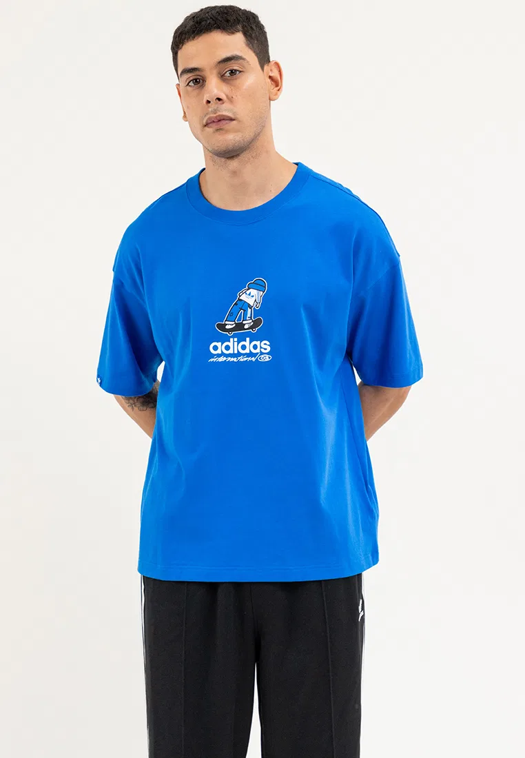 Футболка с коротким рукавом, городской стиль, City Skate Adidas, синий