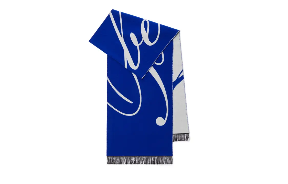 

Шарф вязаный Burberry Logo Intarsia-knit, синий / белый