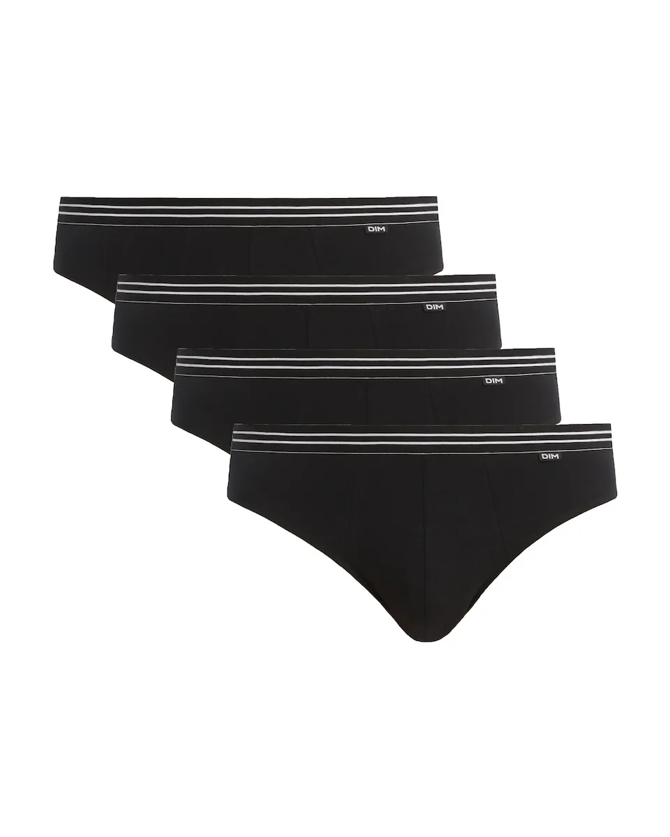 

Набор из четырех черных хлопковых трусов с эластичной поясной резинкой и дизайнерским поясом Dim