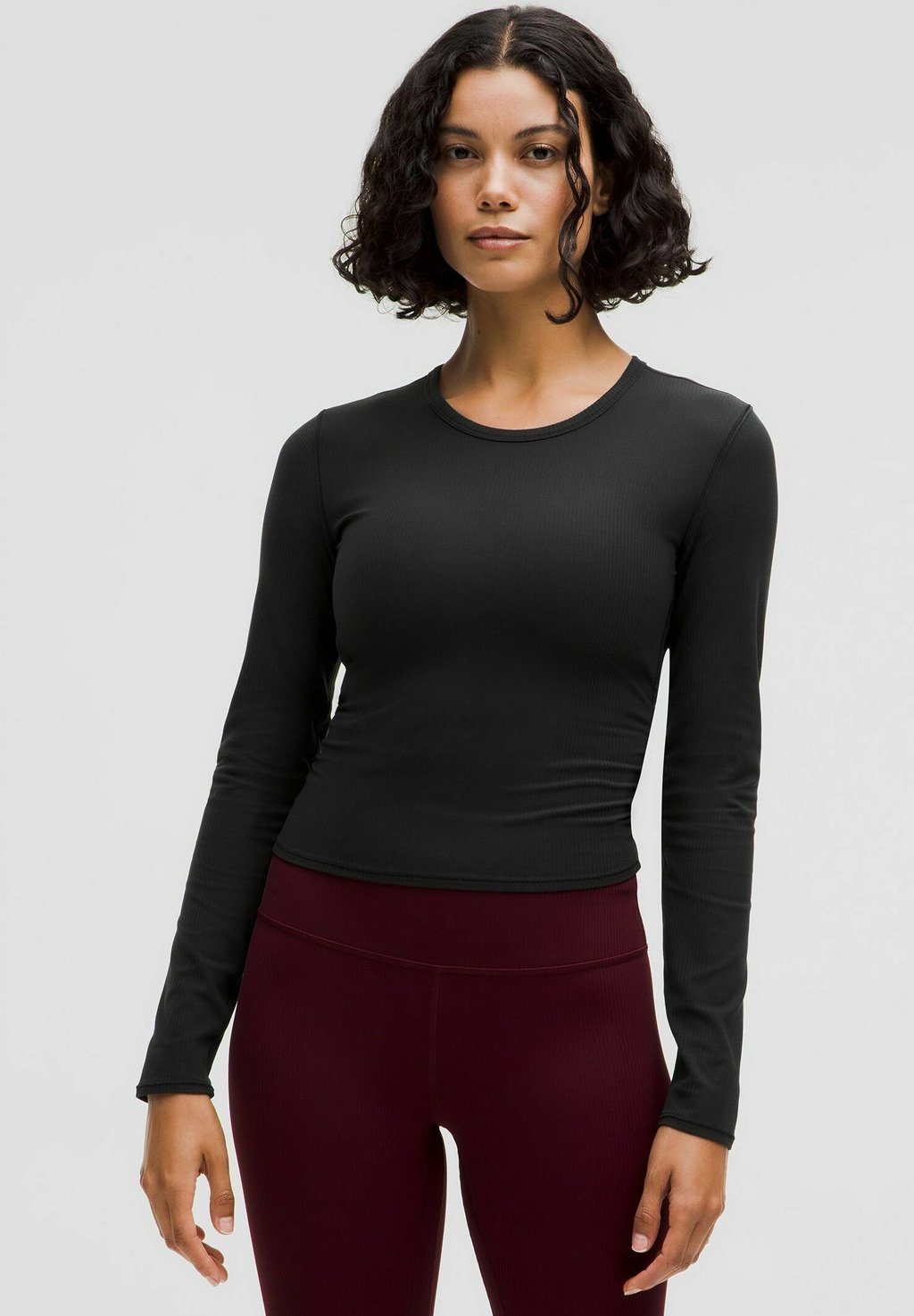

Топ с длинными рукавами ALL IT TAKES BACK-TWIST RIB LONG SLEEVE lululemon, черный