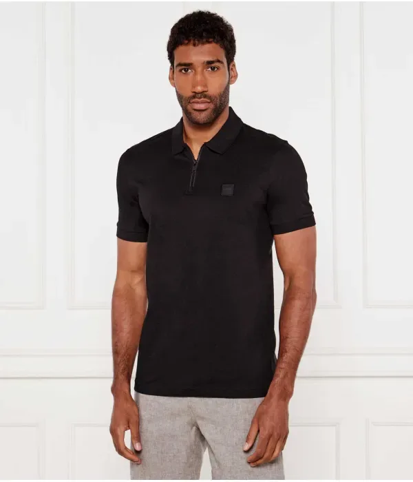 Поло Passerzip slim fit Boss Orange, черный