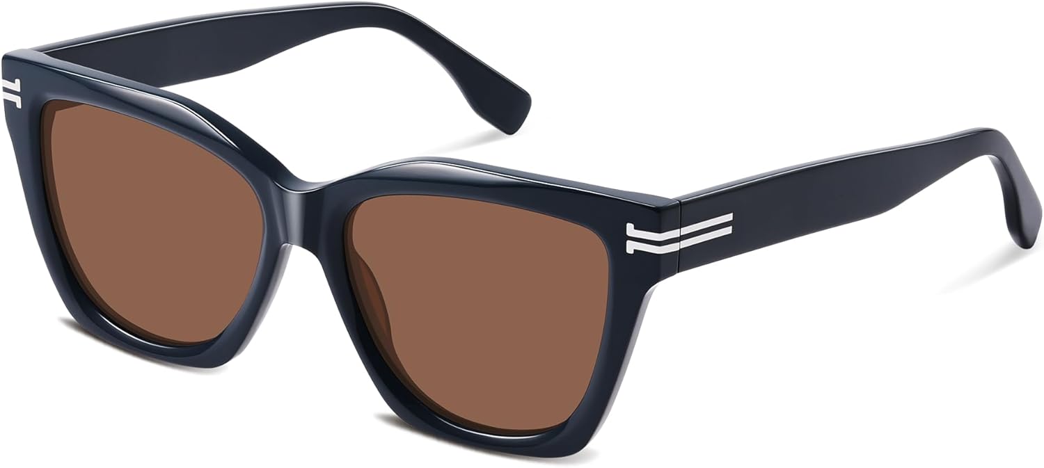 

Поляризованные квадратные солнцезащитные очки для женщин, солнцезащитные очки из ацетата с защитой от УФ-излучения UV400, модные солнцезащитные очки Foliful, A03-blue/Brown Lens