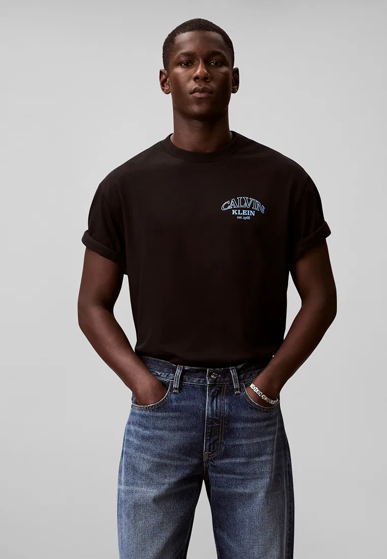 Футболка с рельефным логотипом, свободный крой, Calvin Klein Jeans, черный