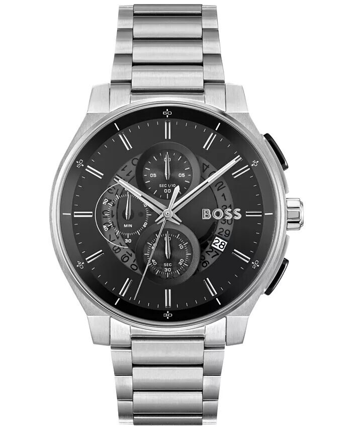 

Мужские часы Peak 2.0 Quartz Chrono из нержавеющей стали, 45 мм Hugo Boss, серебро