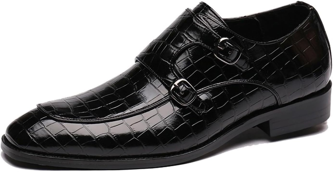 

Мужские лоферы с монковым ремешком без шнурков, премиальная искусственная кожа, оксфорды, удобная деловая и повседневная обувь, формальная и офисная обувь Generic, черный