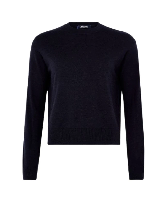

Экологичный шерстяной свитер, круглый вырез, длинные рукава. Max Mara, синий