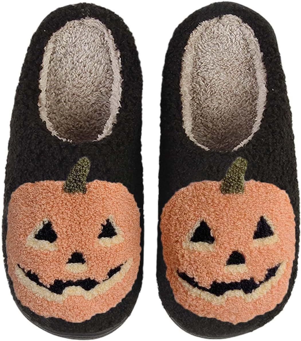 

Женские и мужские тапочки Ретро с эффектом памяти, милые мультяшные плюшевые, пушистые, с теплой меховой подкладкой, для дома, зимняя обувь Hipiniss, B-pumpkin