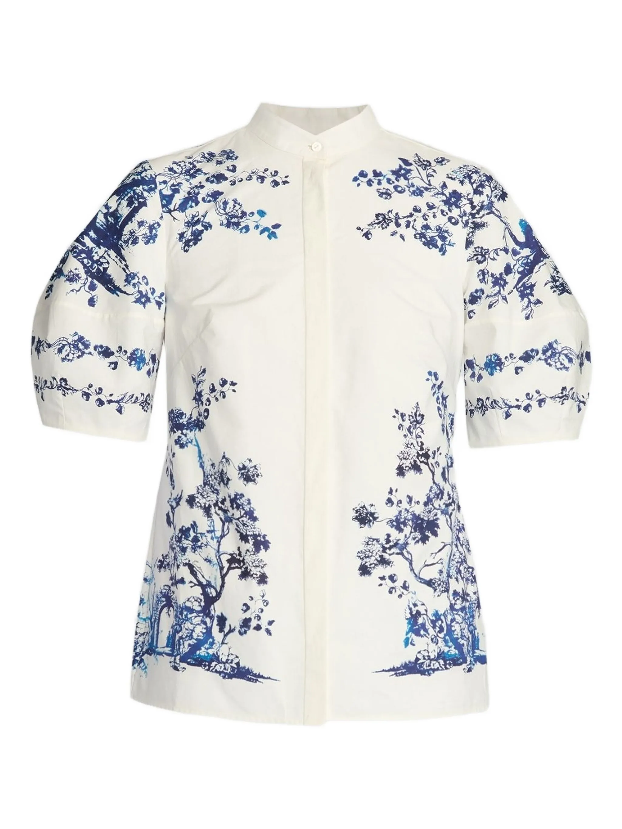 

Топ с объемными рукавами и принтом Erdem, белый