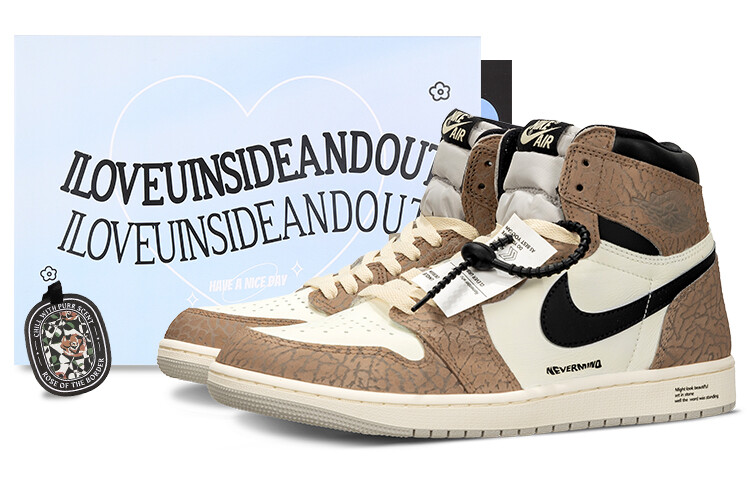 

Кроссовки Air JORDAN 1 Vintage Basketball Shoes Women's High-Top Brown White