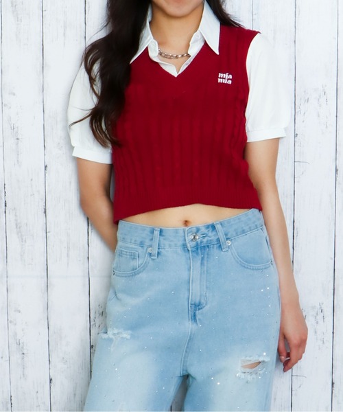 

Женская укороченная рубашка-жилет, многослойный топ в школьном стиле GORGE, цвет бордо