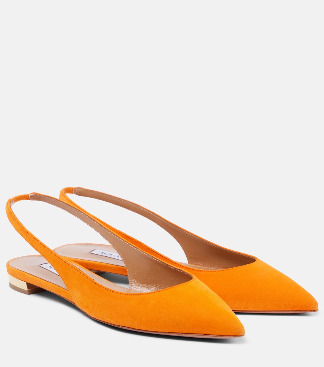 Туфли-лодочки Purist из замши с открытой пяткой Aquazzura, Tangerine