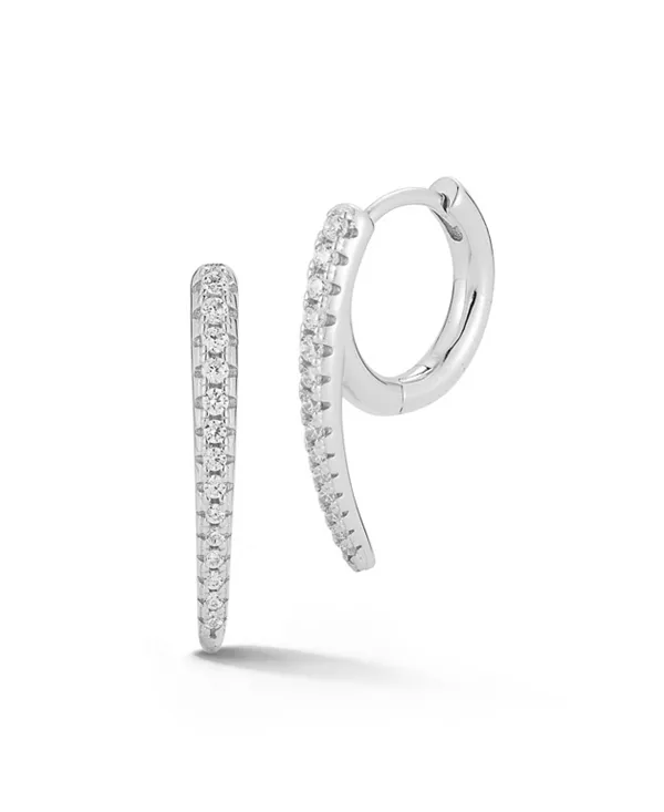 

Серьги-Кольца Huggie Hoops из стерлингового серебра 14 карат с паве Rachel Zoe, silver