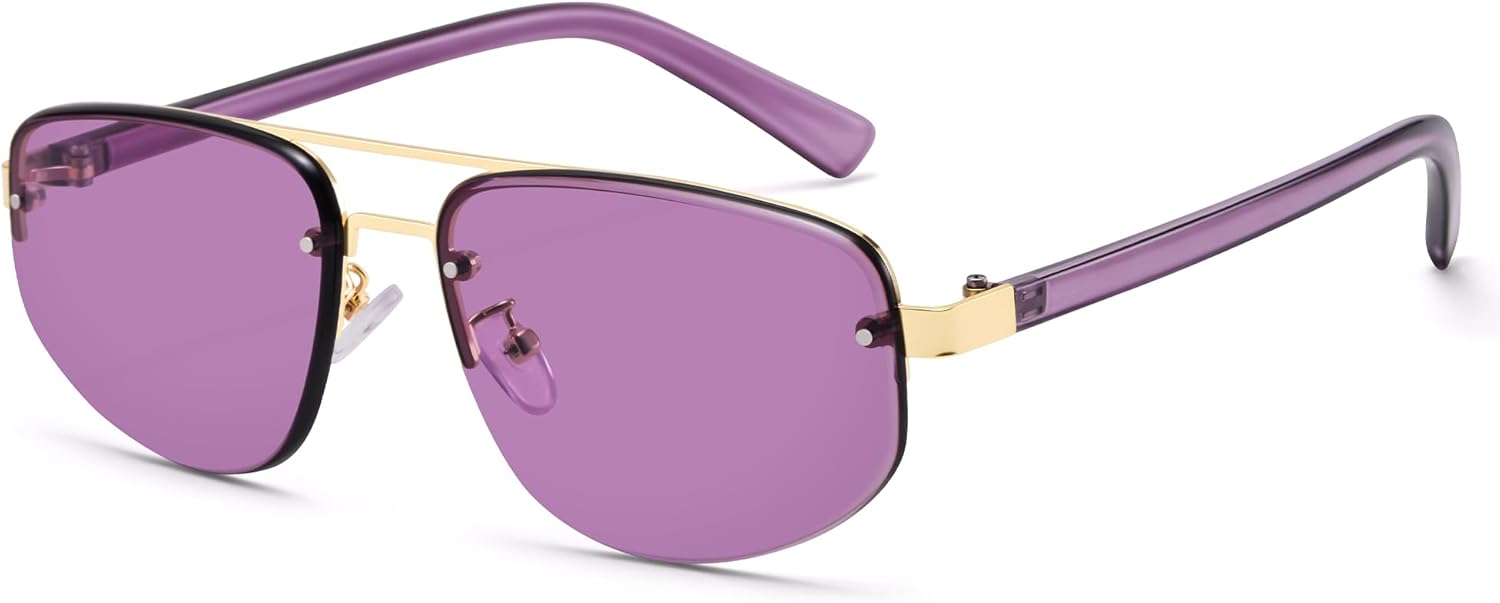 

Солнцезащитные очки Pro Acme Retro Aviator для мужчин и женщин, с двойной перемычкой, легкие металлические солнцезащитные очки в винтажном стиле для вождения, Gold/Purple