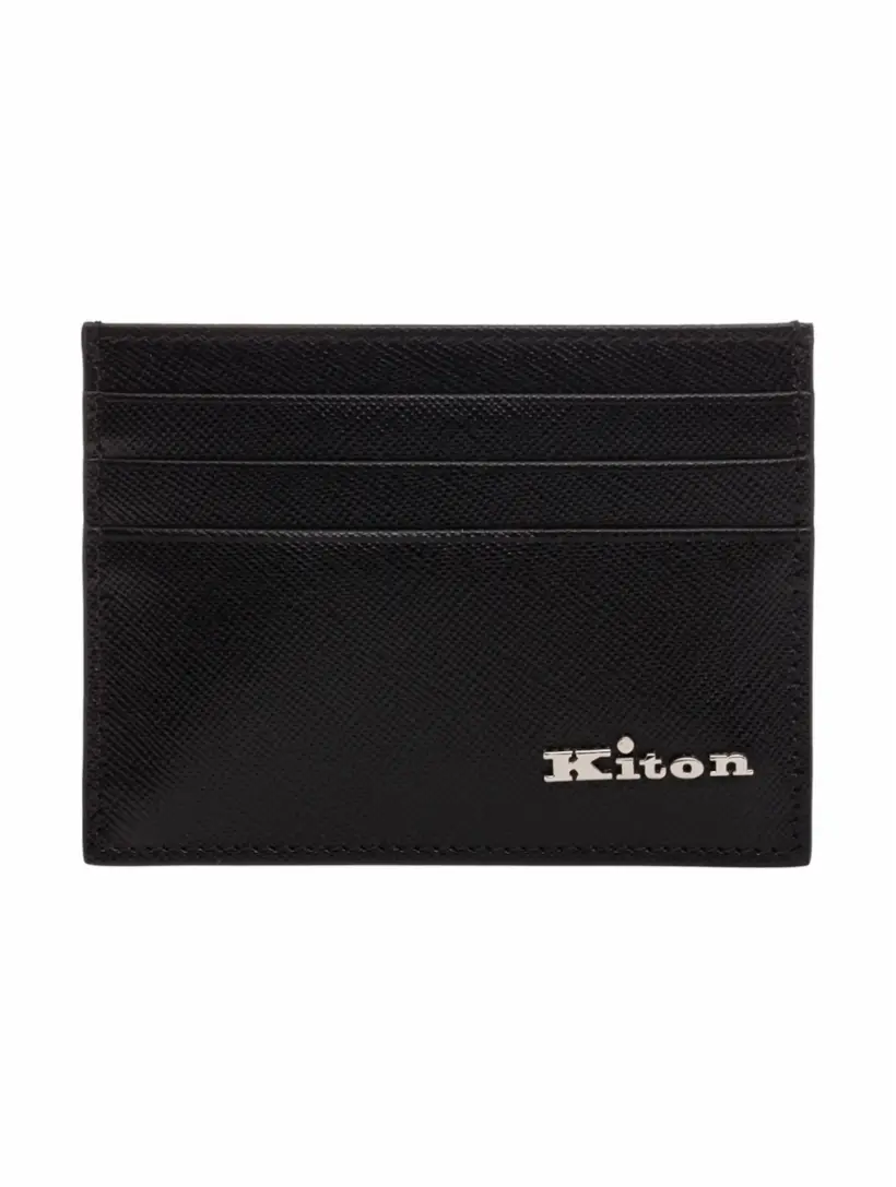 

Кожаная визитница с логотипом Kiton, черный