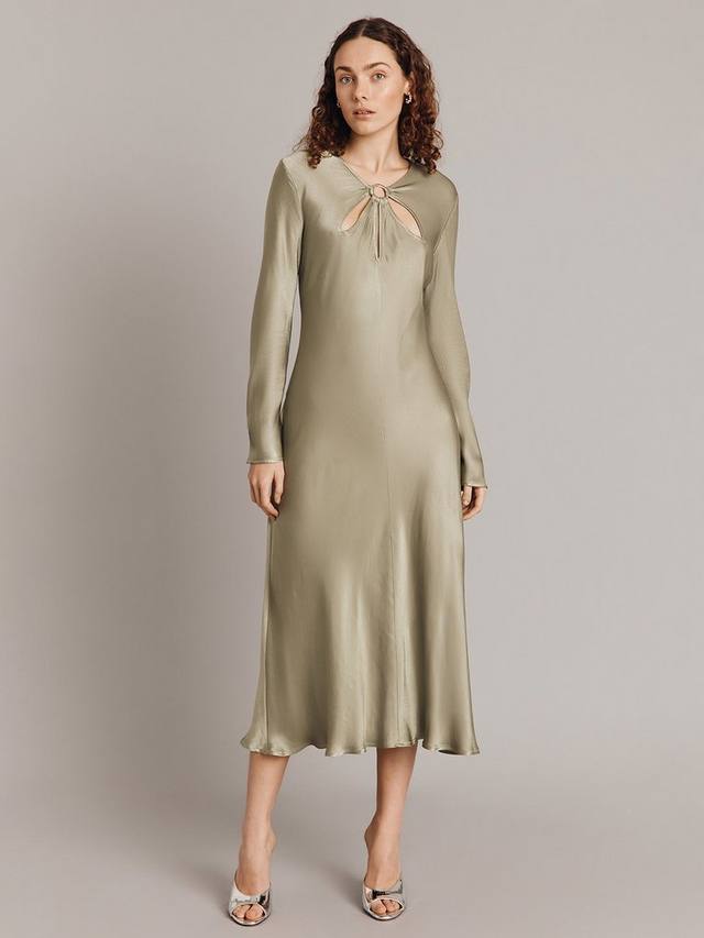 

Атласное платье миди с вырезом freya Ghost, цвет Pale Green