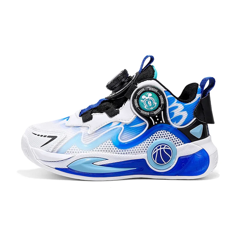 Детские баскетбольные кроссовки mid-top из искусственной кожи BOBDOG, TBK933A-Starry Blue[Dual Network Breathable]