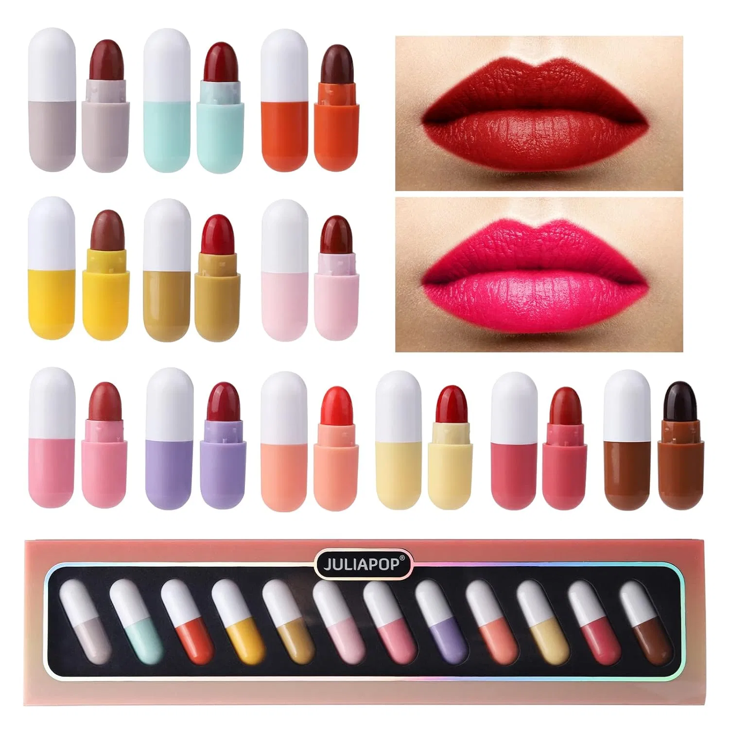 Набор из 12 водостойких мини-помад Homeit Girls Cute Mini Capsule Lipstick Homeit, 12 Colours