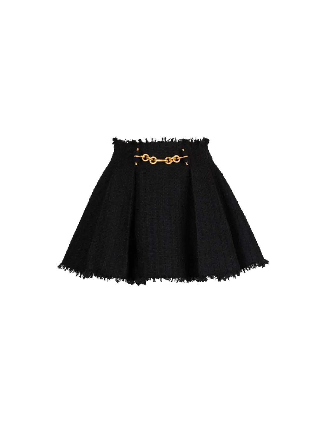 

Плиссированная расклешенная твидовая юбка Balmain, черный