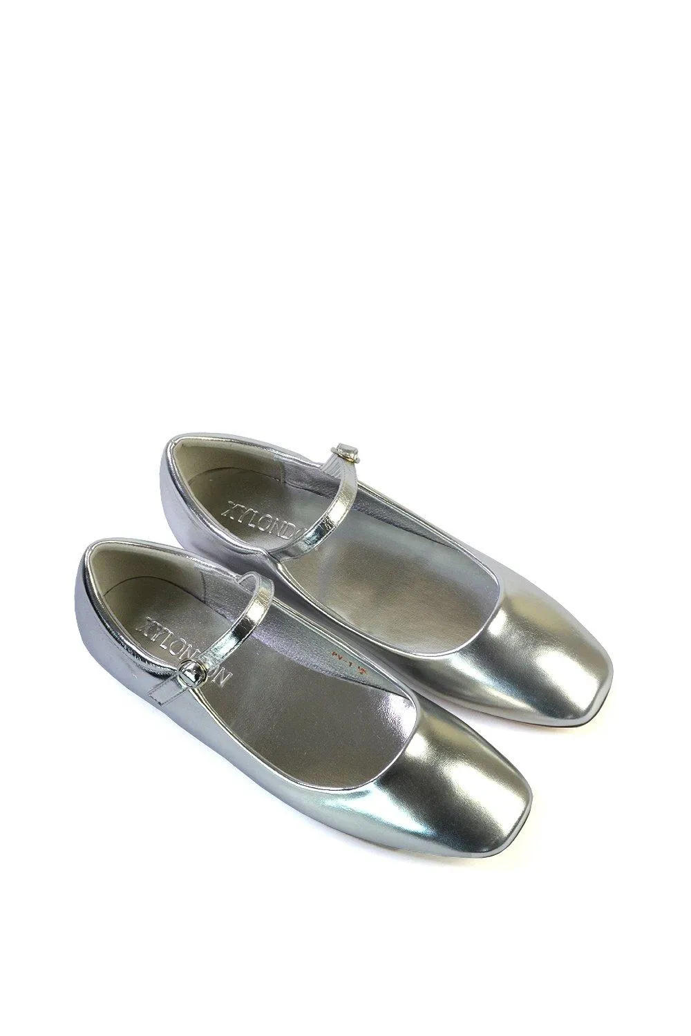 Балетки Mary Jane с квадратным носком 'Allegra' XY London, цвет metallic silver — фото 3